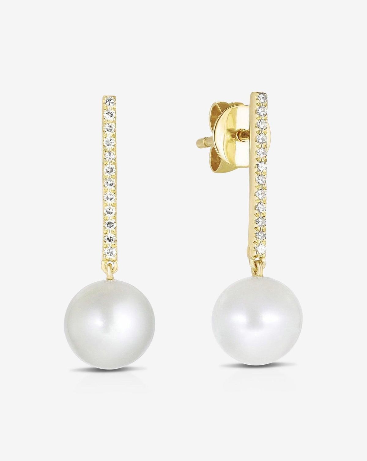 Diamond & Pearl Drop Earrings