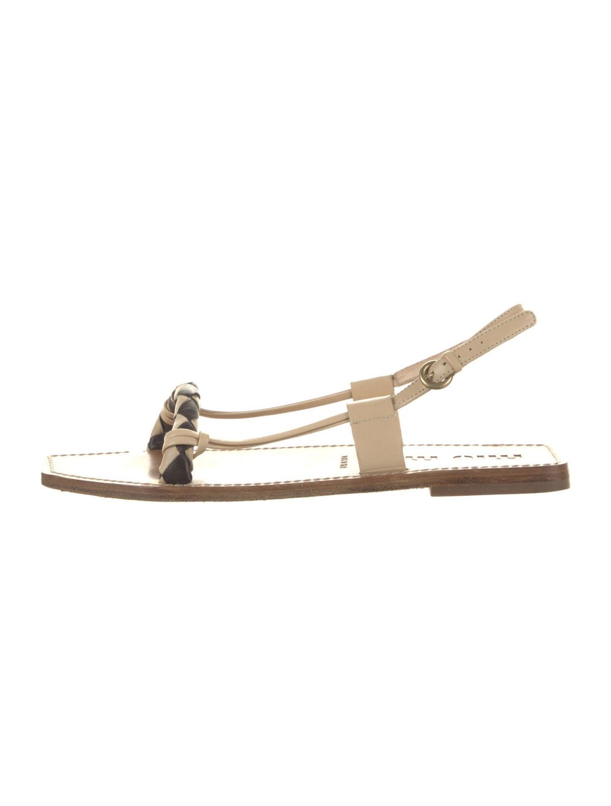 Leather Braided Accents Slingback Sandals