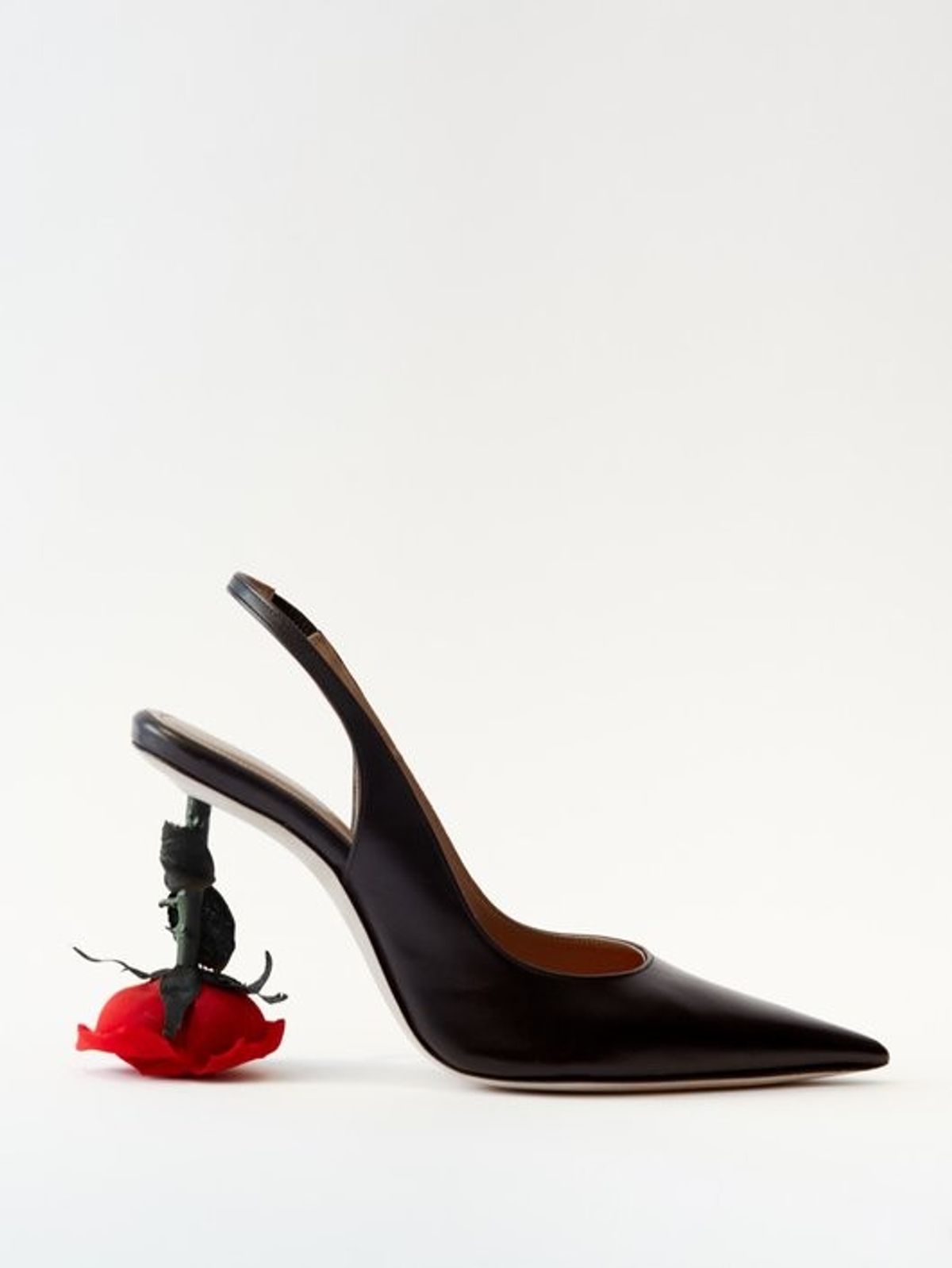 Rose-heel 100 Slingback Leather Pumps