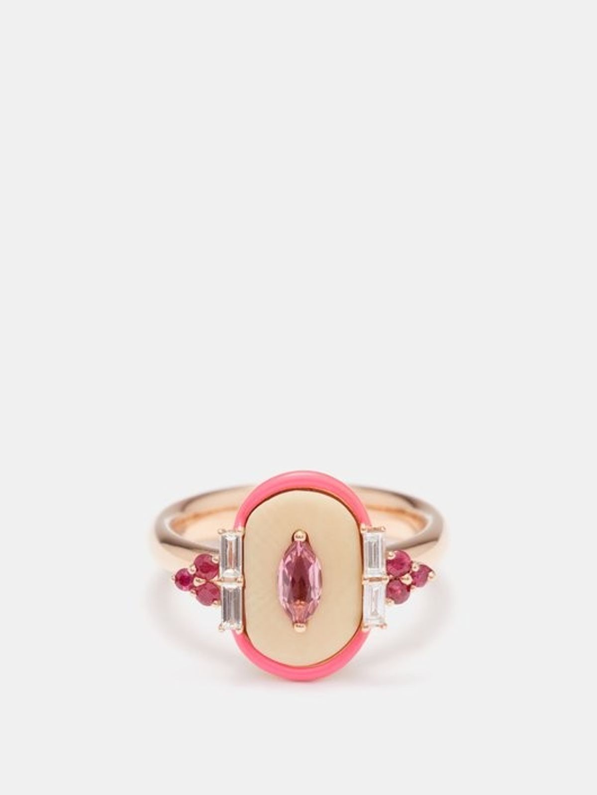 Ladies Diamond, Rubies & 18kt Rose Gold Ring