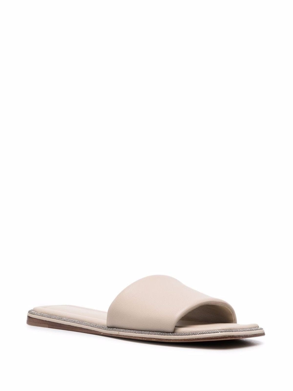 Monili-embellished Leather Slides