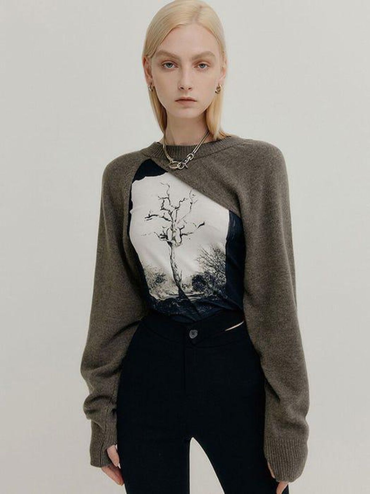 Cashmere Signature Unbalanced Bolero Knit