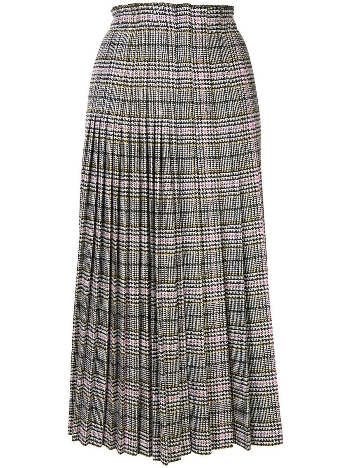 Prince of Wales Check-print Pleated Skirt