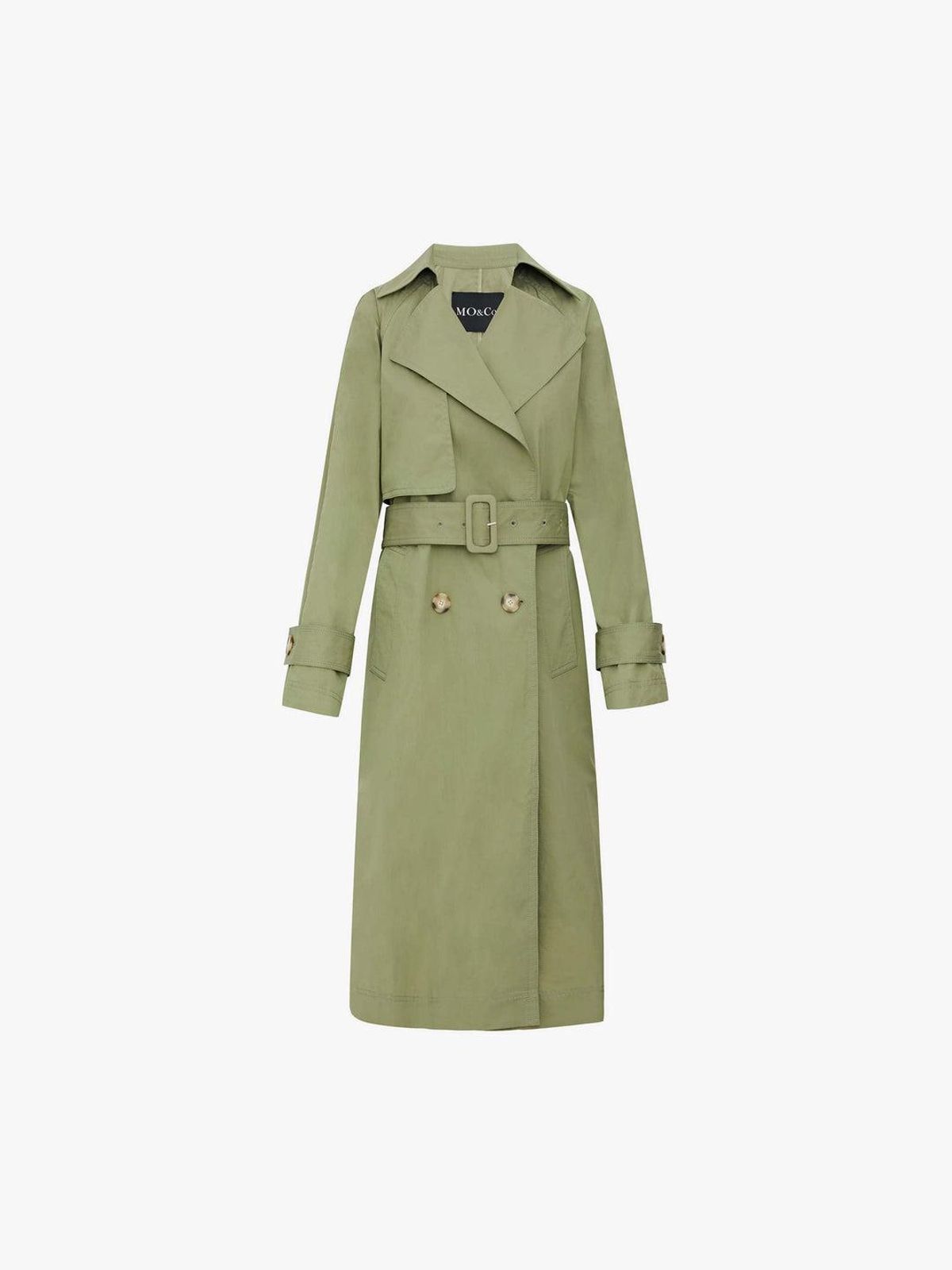 Lapel Neck Double Breasted Trench Coat in Olive