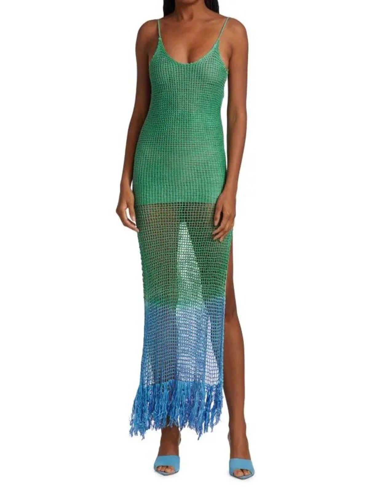 Crochet Self-tie Open-back Maxi Dress