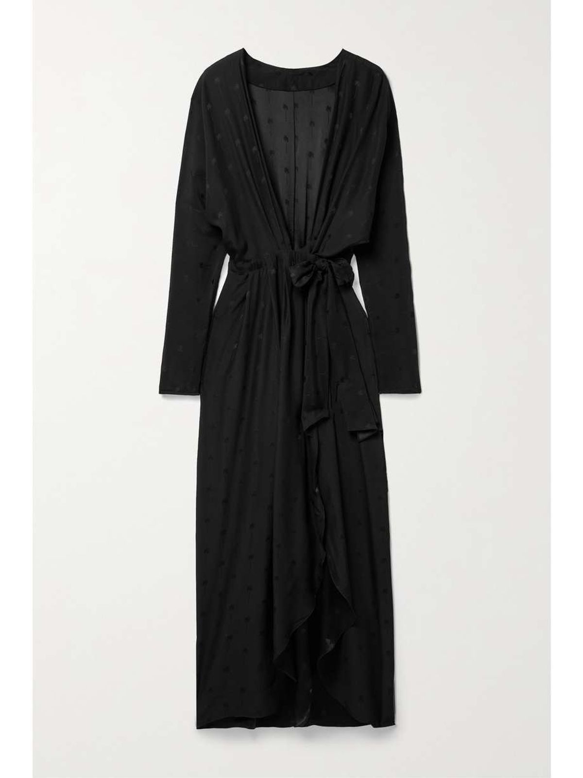 Dance of Devotion Silk Satin-Jacquard Midi Wrap Dress