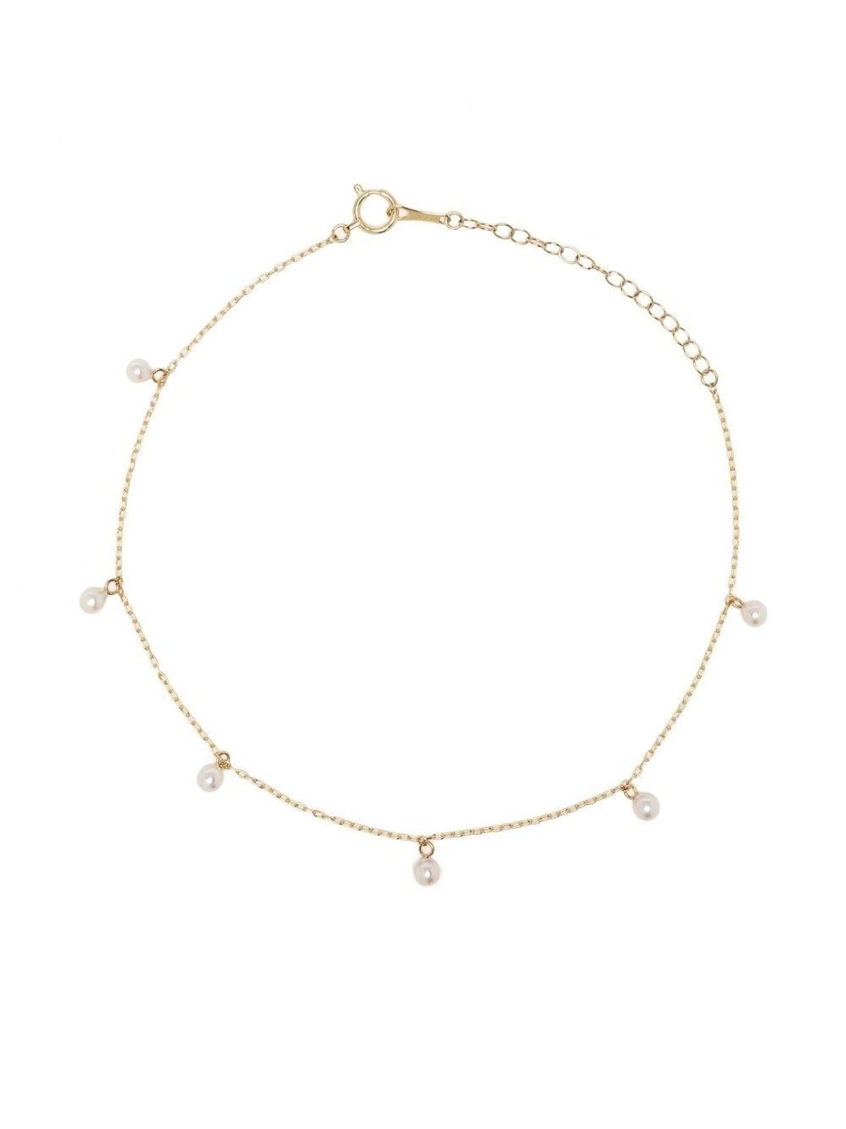14kt Yellow Gold Floating Pearl Anklet