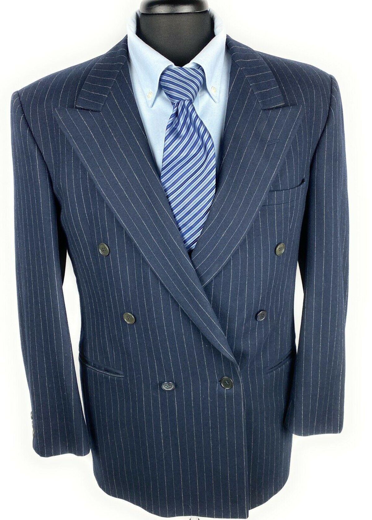 Men’s Navy Pinstripe Double-breasted Vintage Blazer