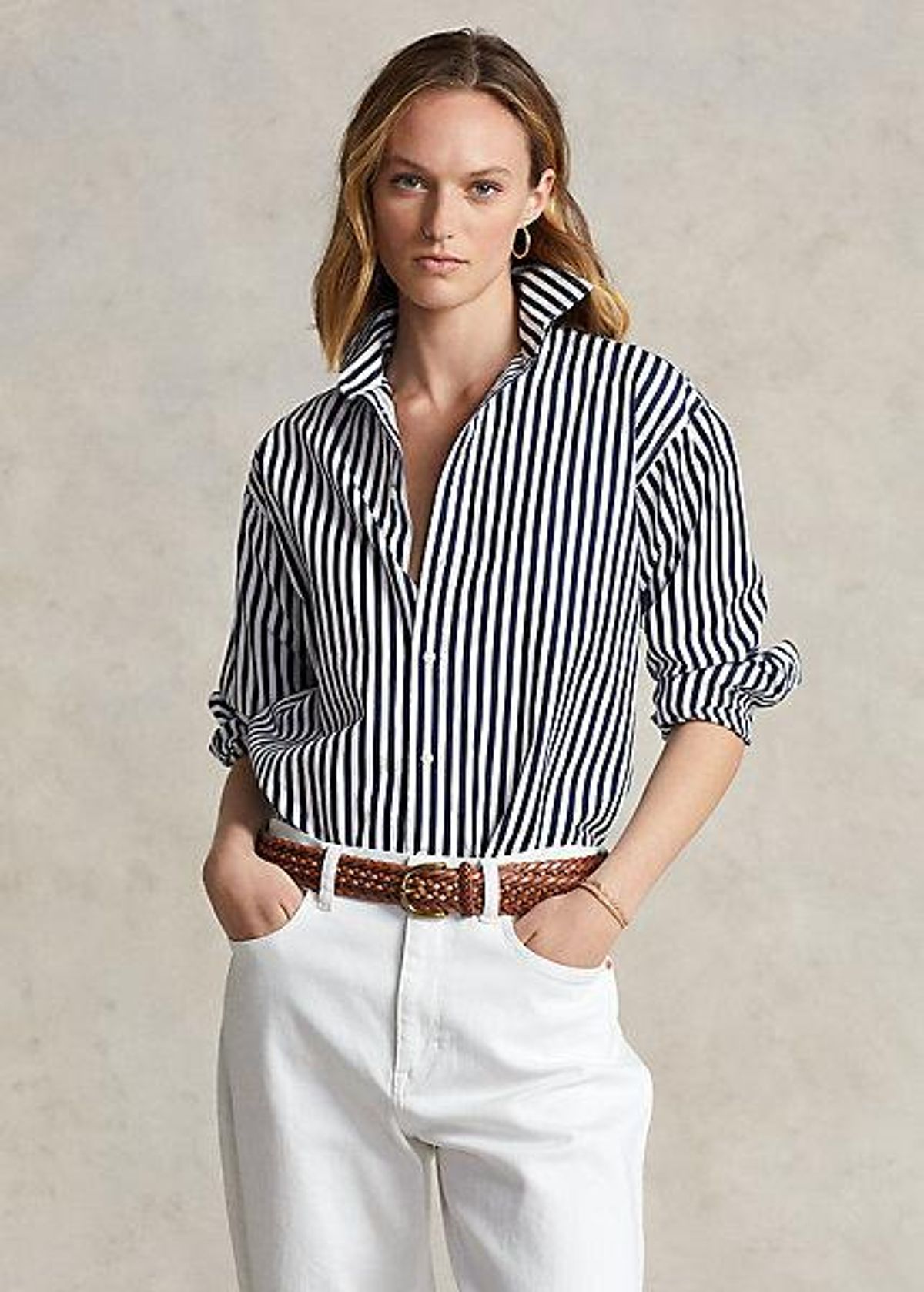 Relaxed Fit Striped Cotton Shirt
