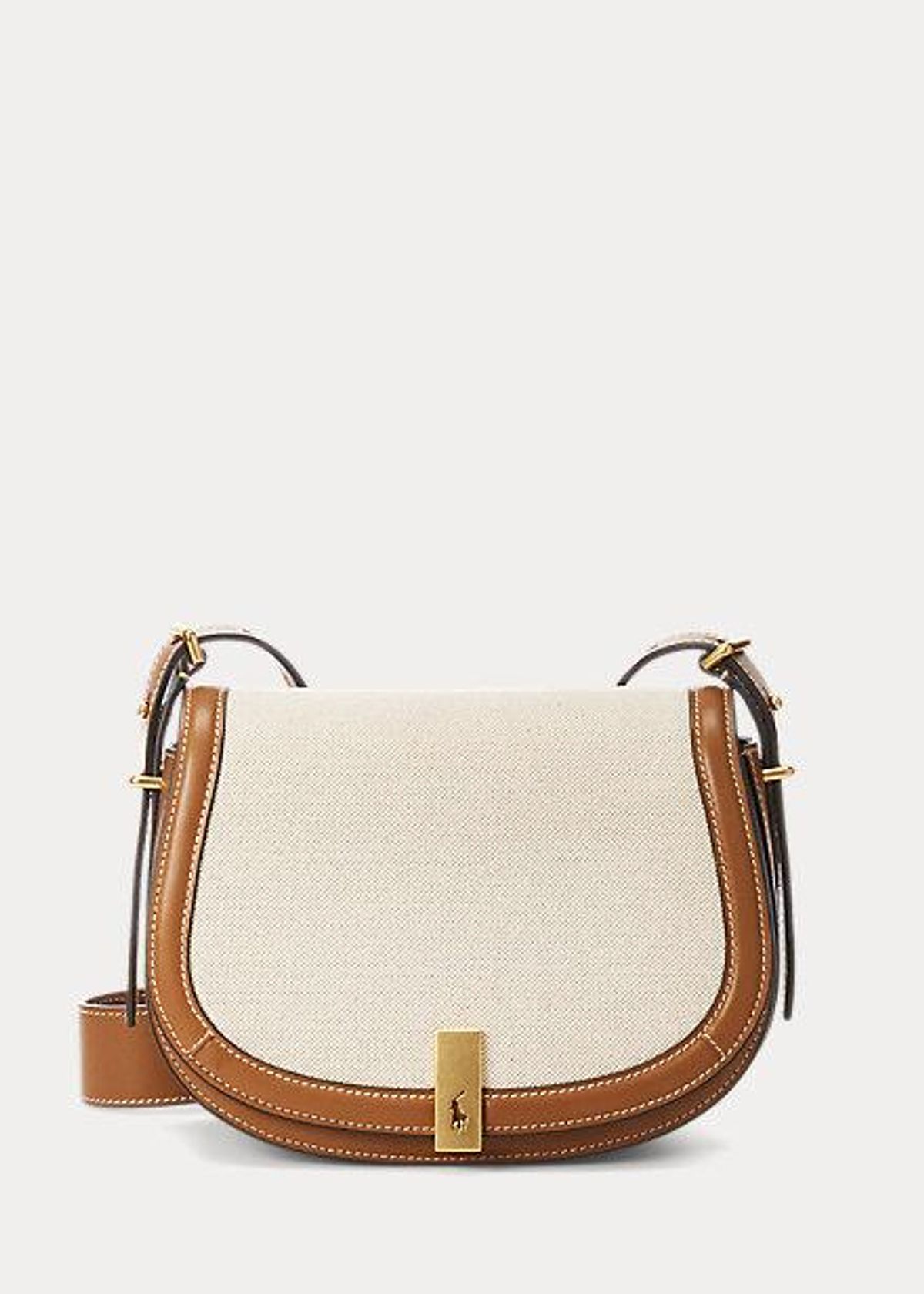 Polo ID Leather-Trim Canvas Saddle Bag