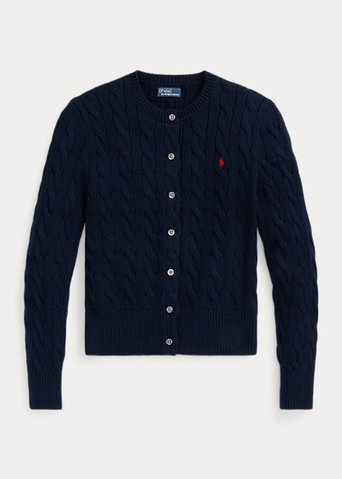 Cable-Knit Cotton Crewneck Cardigan