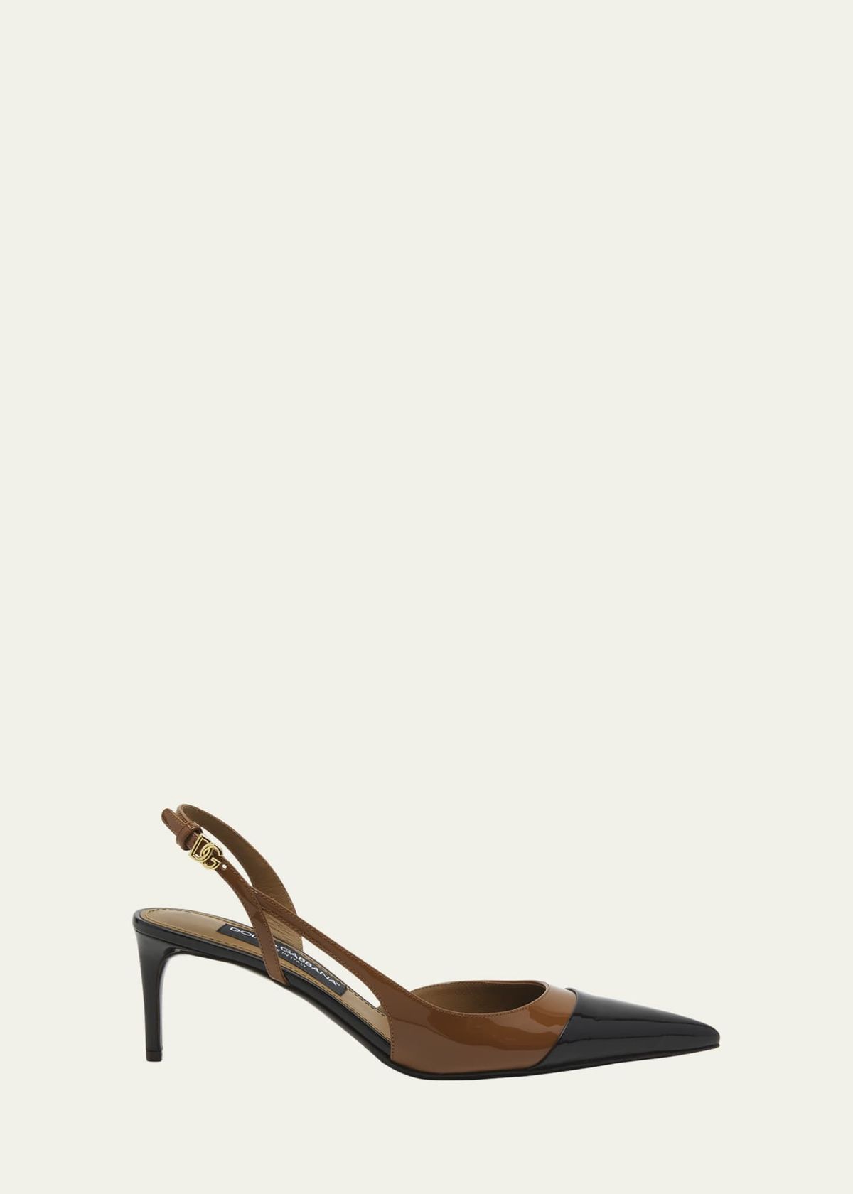 Lollo Patent Bicolor Slingback Pumps