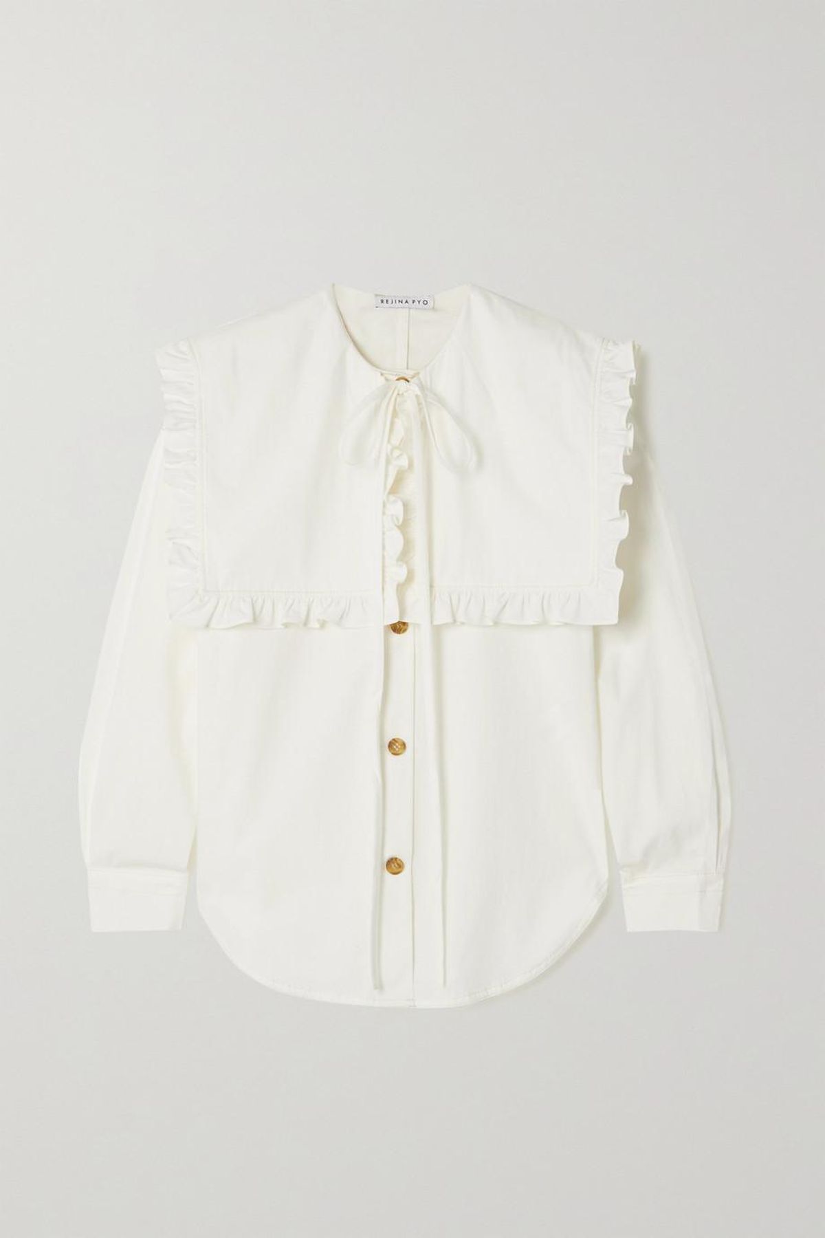 Tate Ruffled Organic Cotton-poplin Blouse
