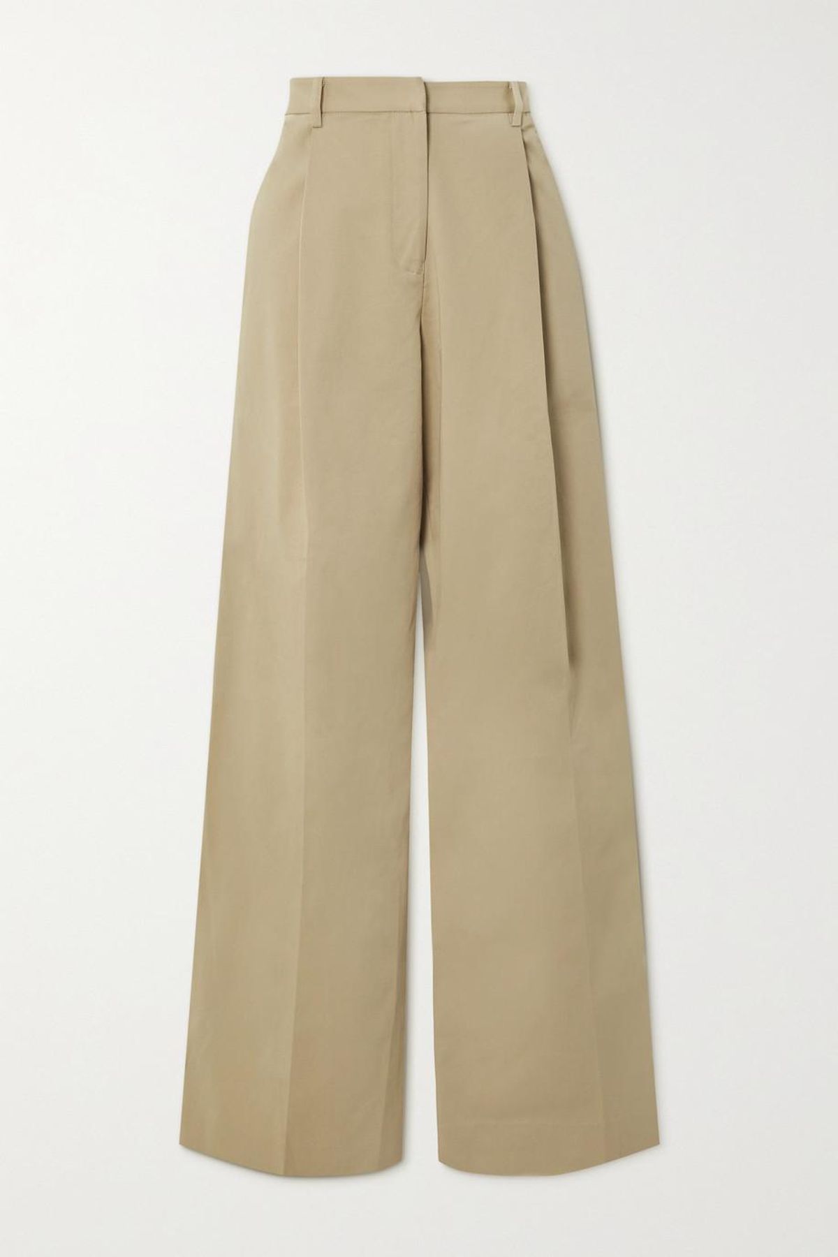 Organic Cotton-blend Twill Wide Leg Pants
