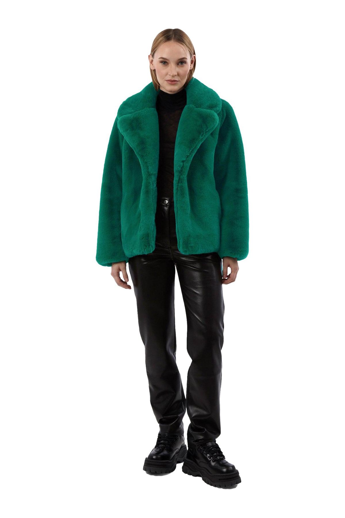 Milly Faux Fur Coat in Verdant Green