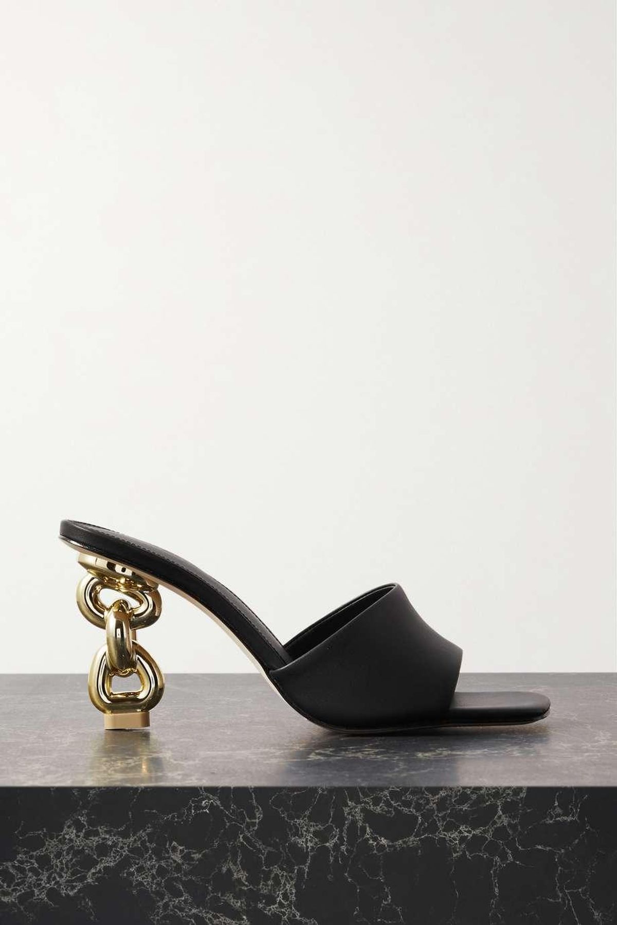 Misha Chain-Embellished Leather Mules