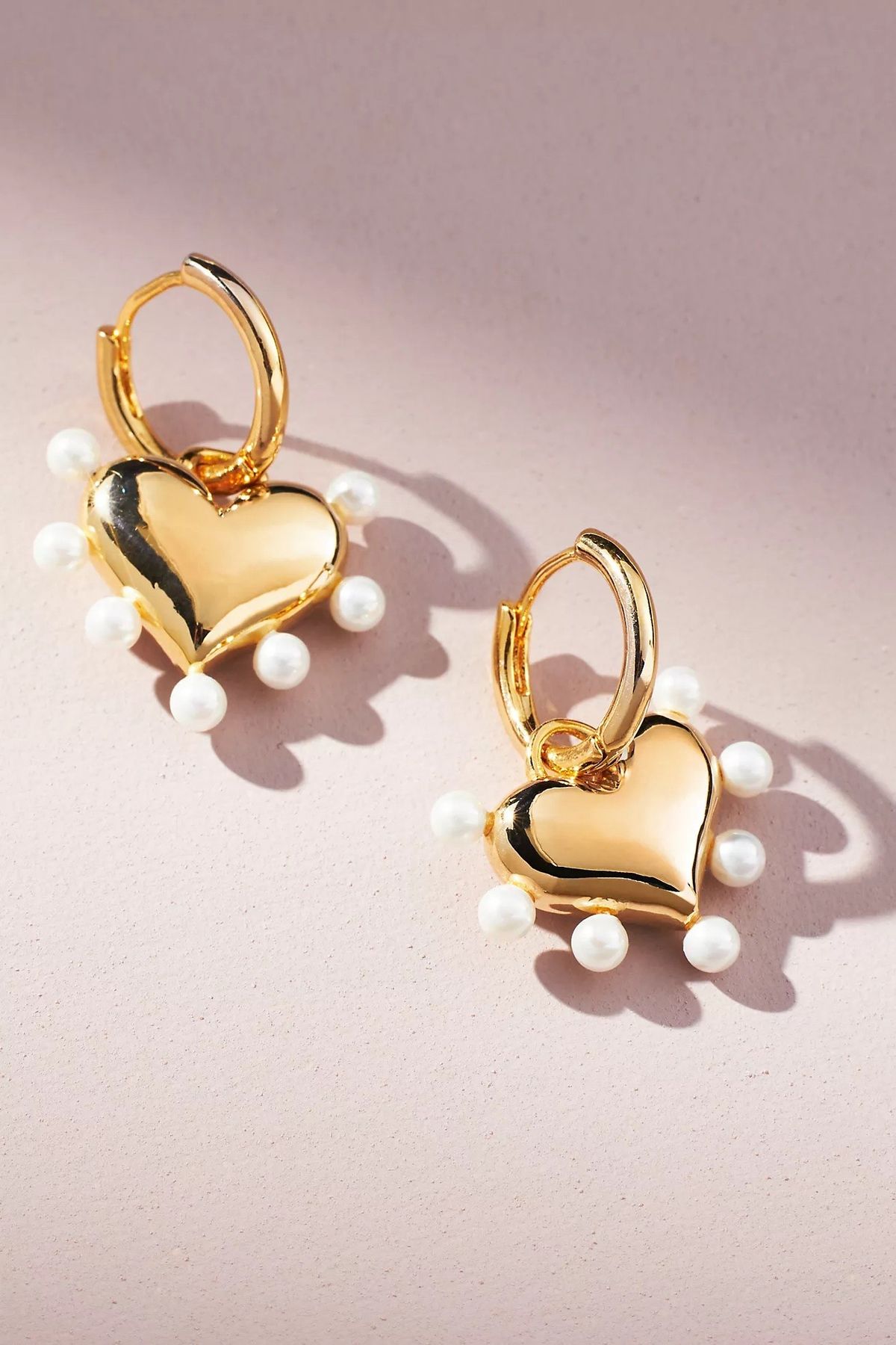 By Anthropologie Pearl Heart Hugging Earrings