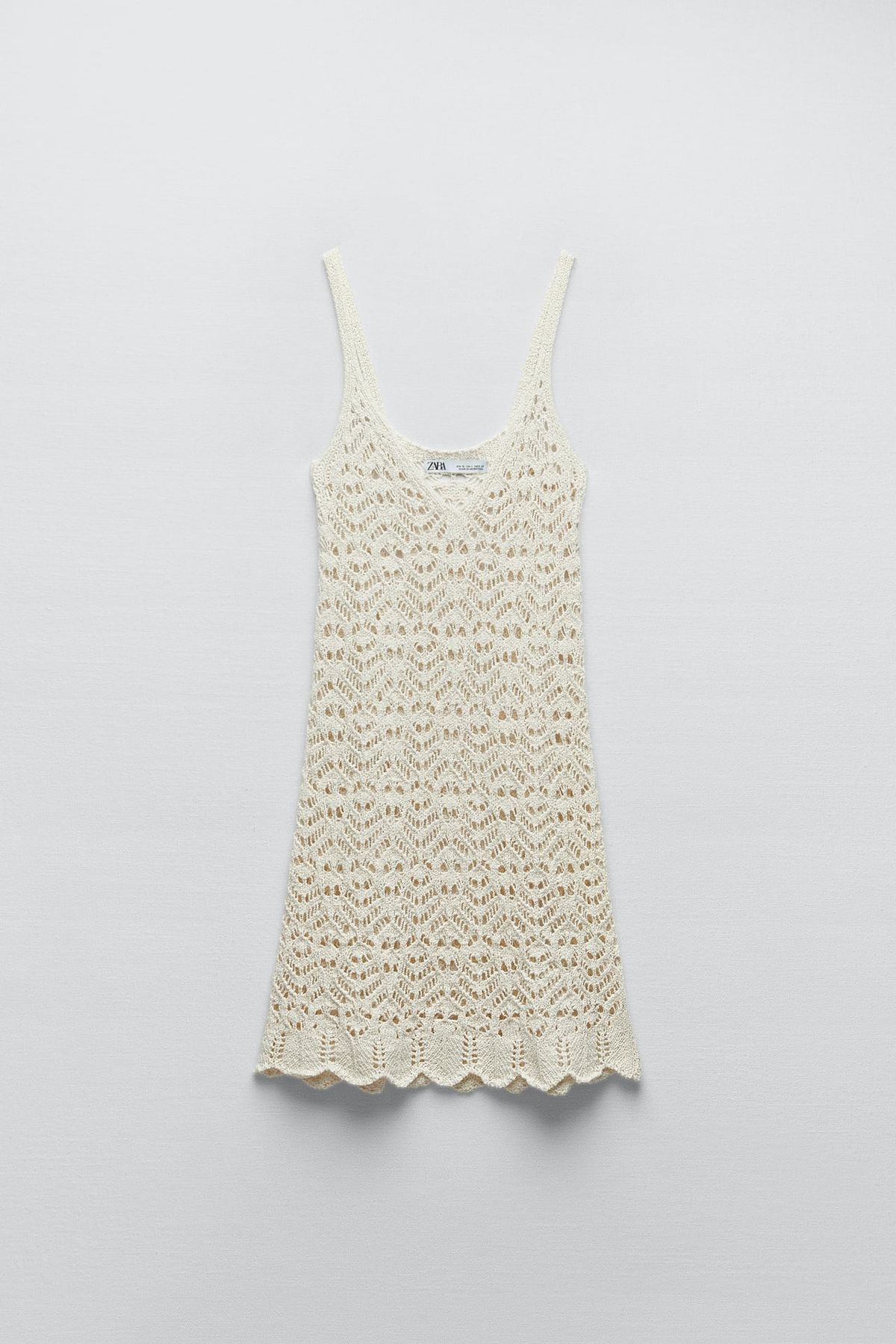 Textured Knit Crochet Mini Dress