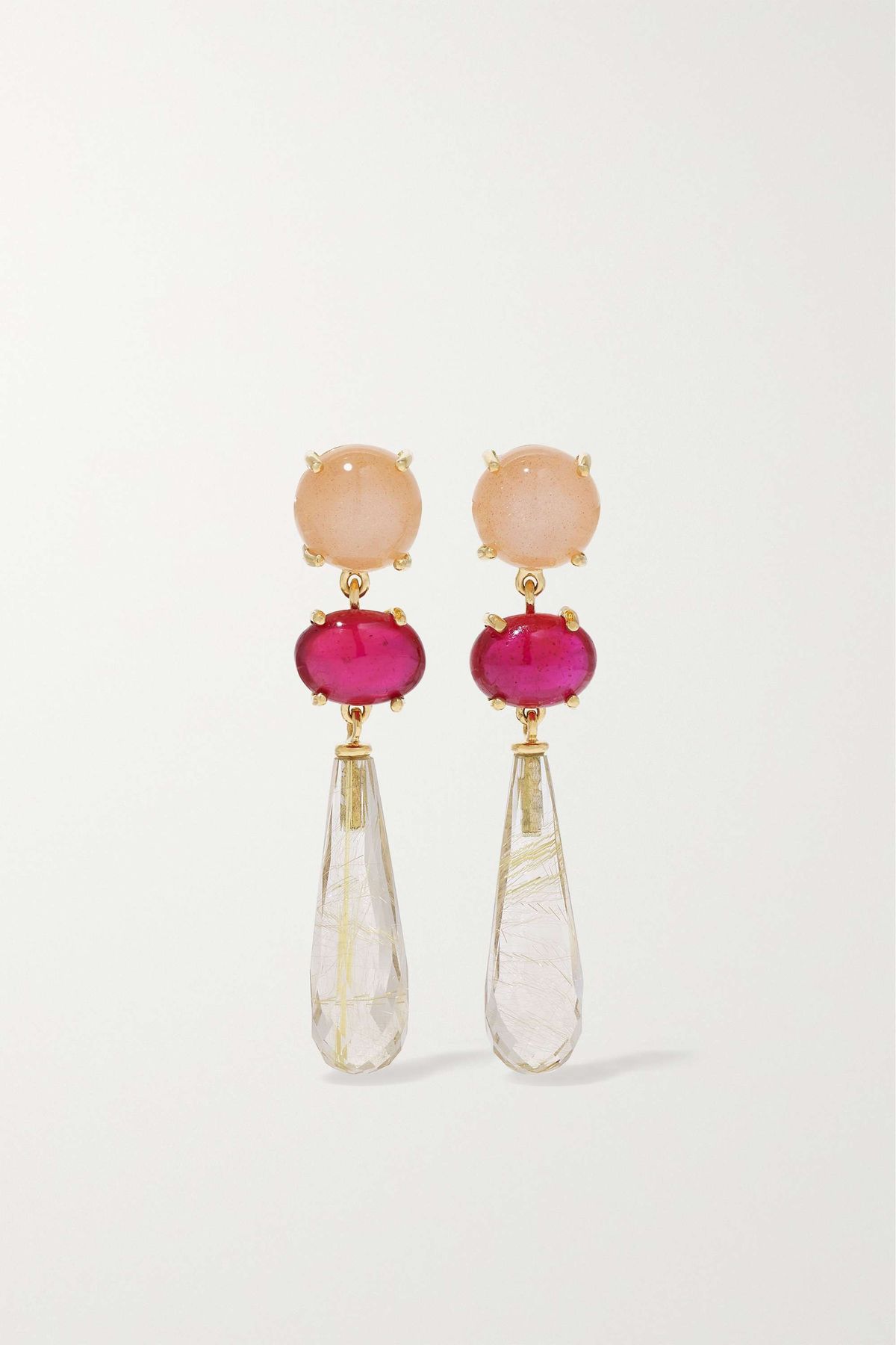 Lotus 18-karat Gold Multi-stone Earrings