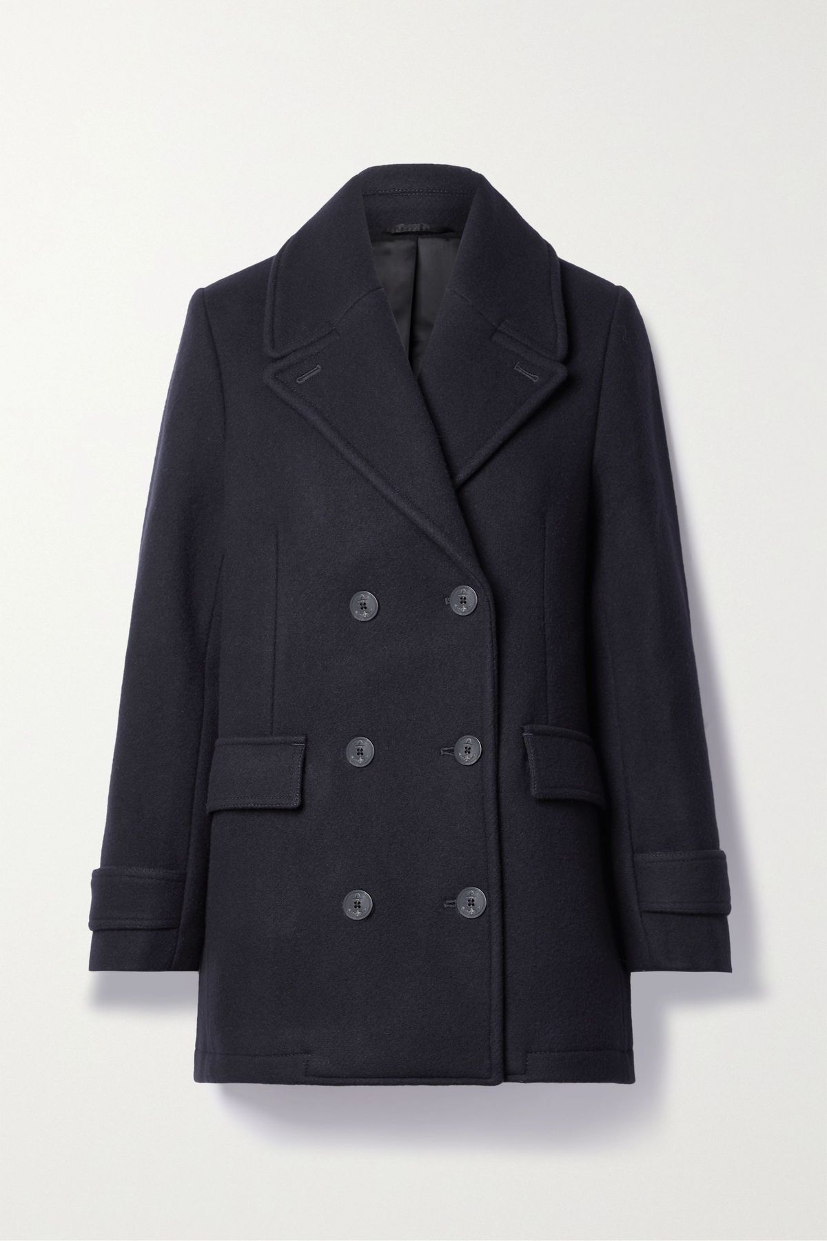 Double-breasted Recycled wool-blend felt coat