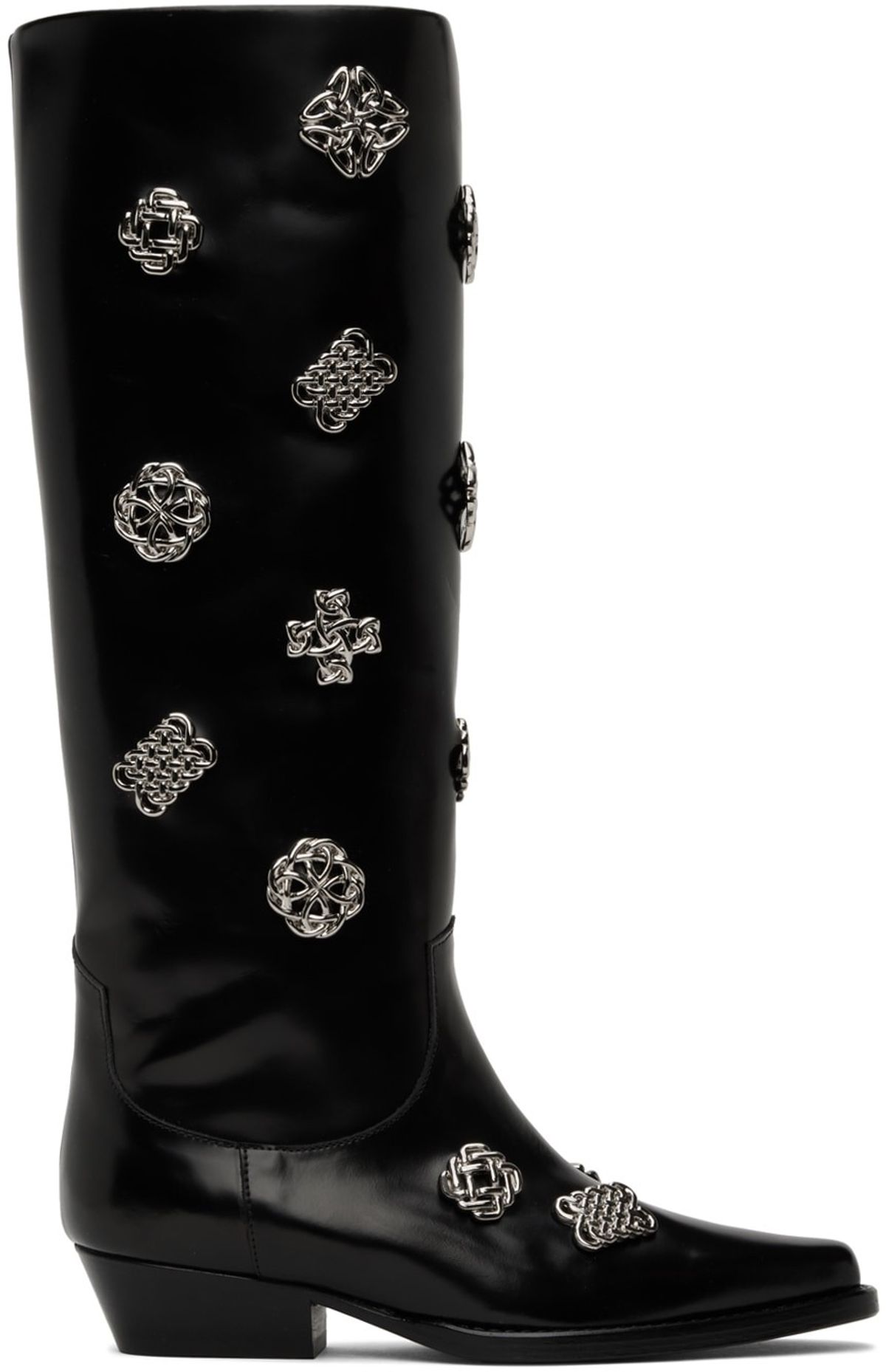Leather Embellished Tall Boots