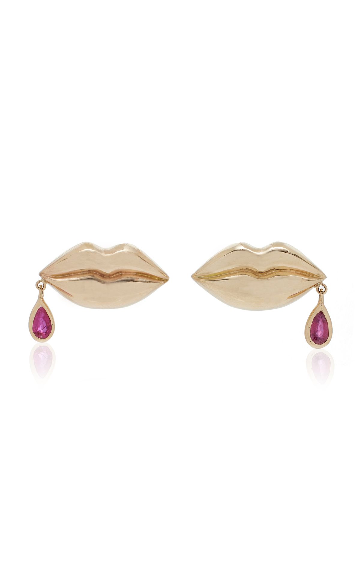Last Kiss 14K Yellow Gold Ruby Earrings