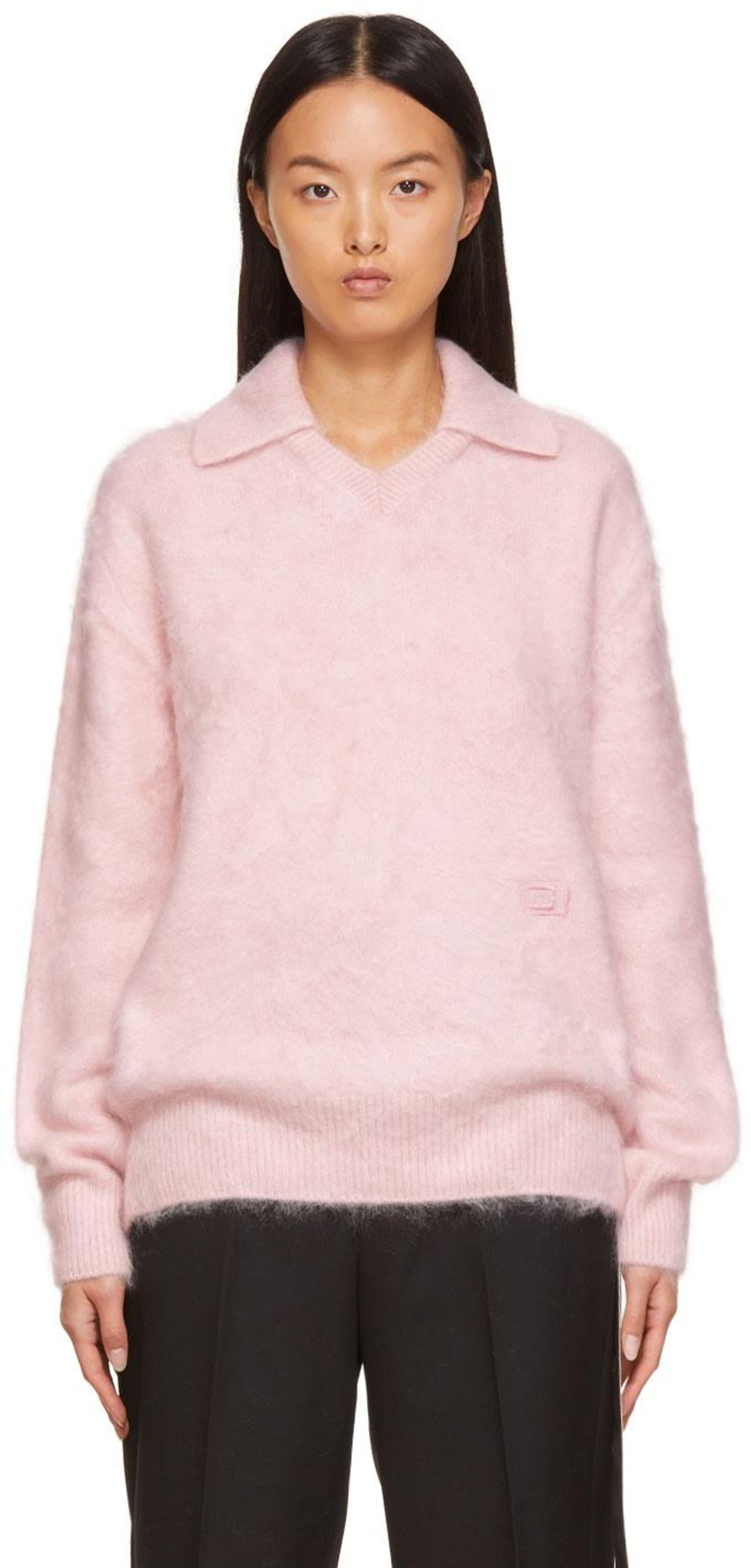 Brushed Cashmere Long-sleeve Polo