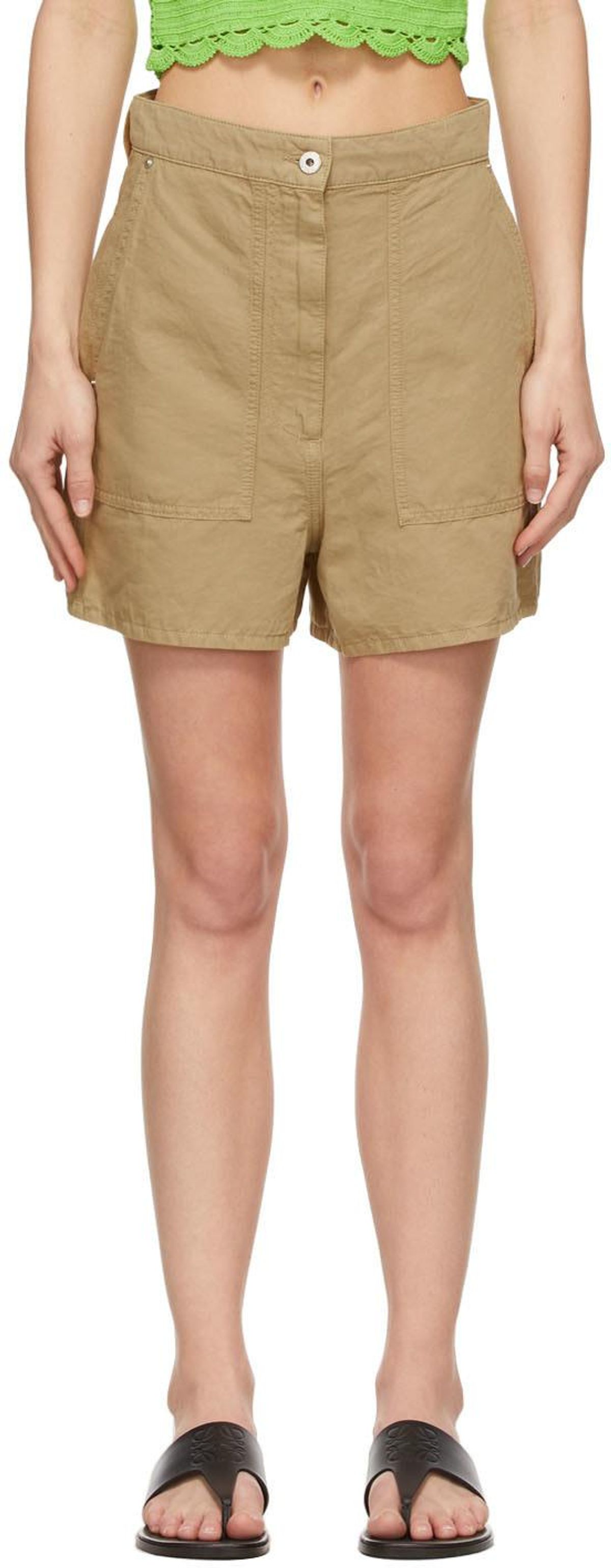 Khaki Linen Shorts