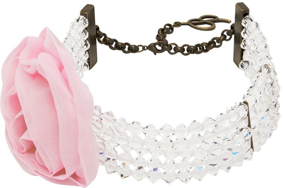 Transparent & Pink Rose Choker