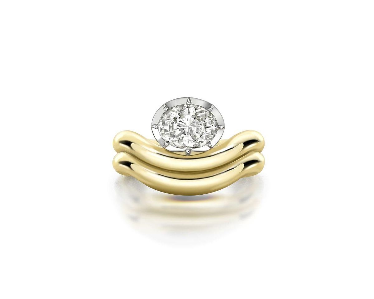 Oval Wave Diamond Ring