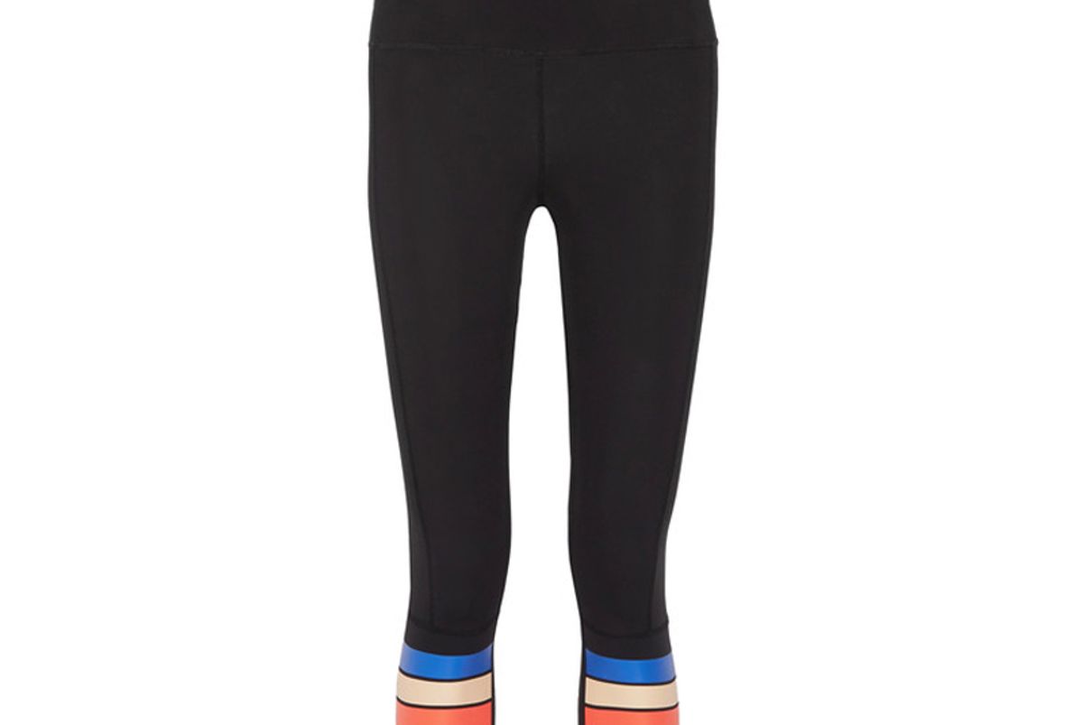 The Scoop Cropped Striped Stretch-Jersey Leggings