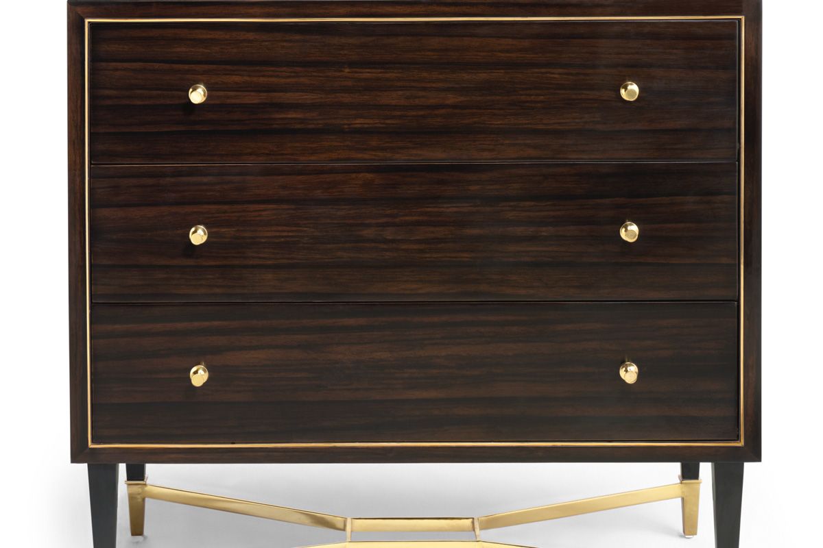 Brown Dresser with Gold Accent