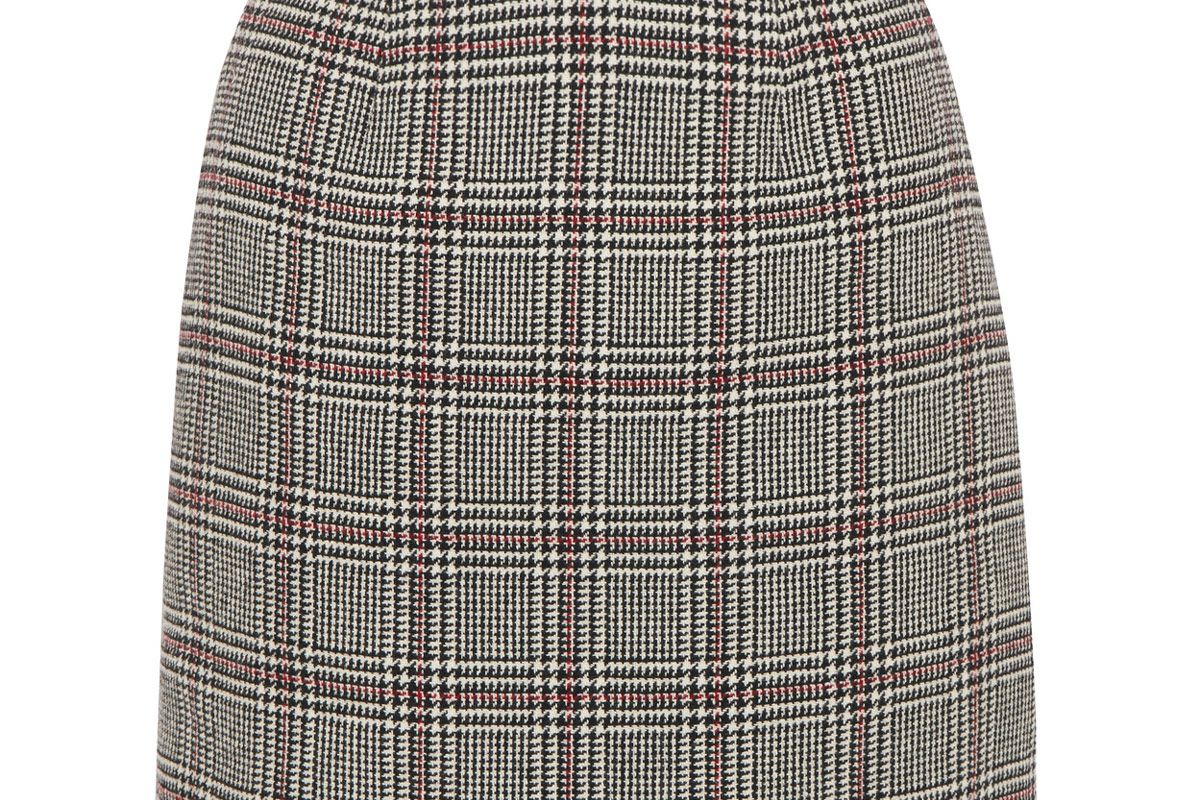 Checked Wool-Blend Mini Skirt