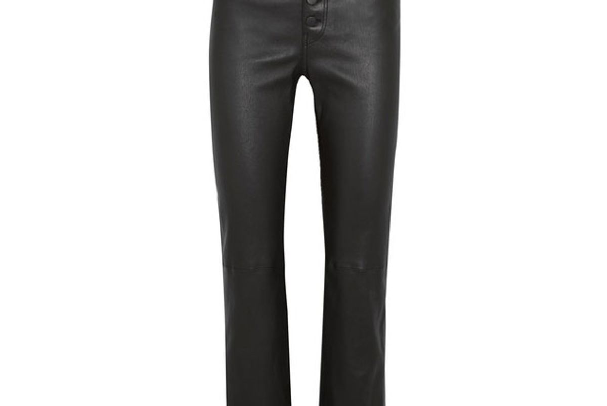 Den Cropped Stretch-Leather Straight-Leg Pants