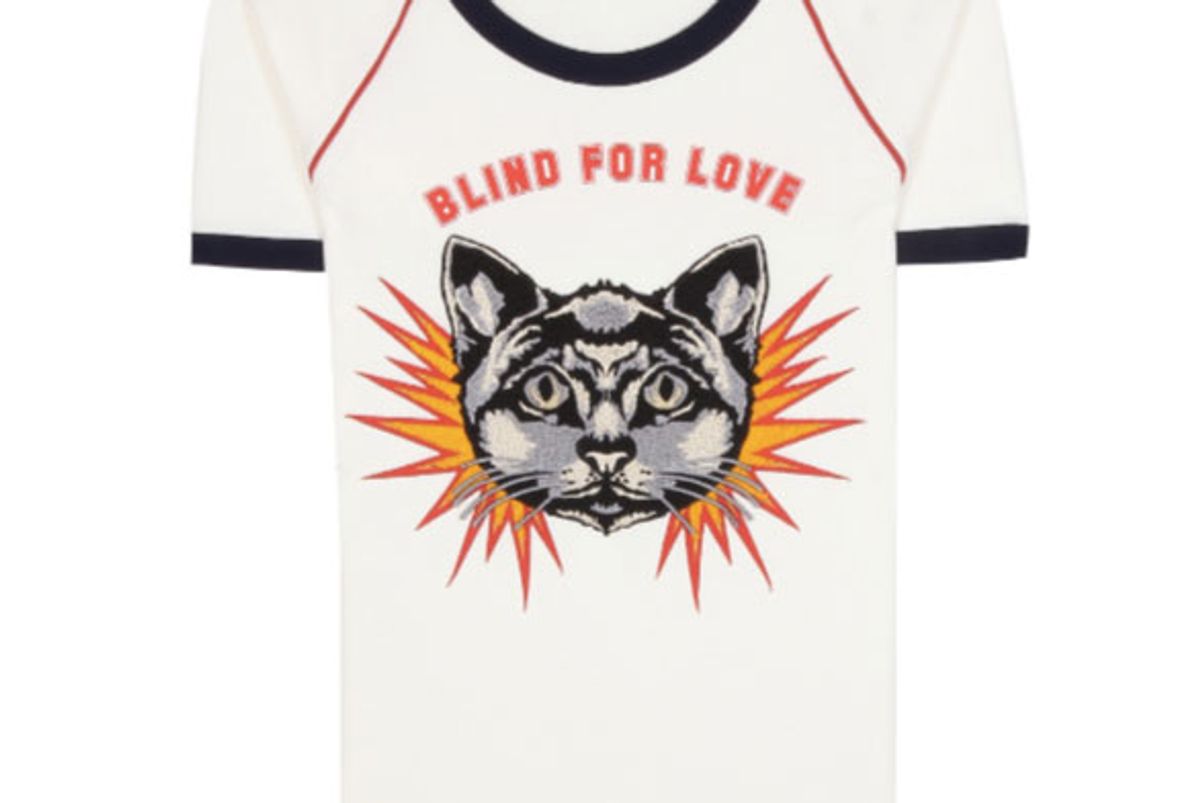 Blind For Love Cat Embroidered T-Shirt