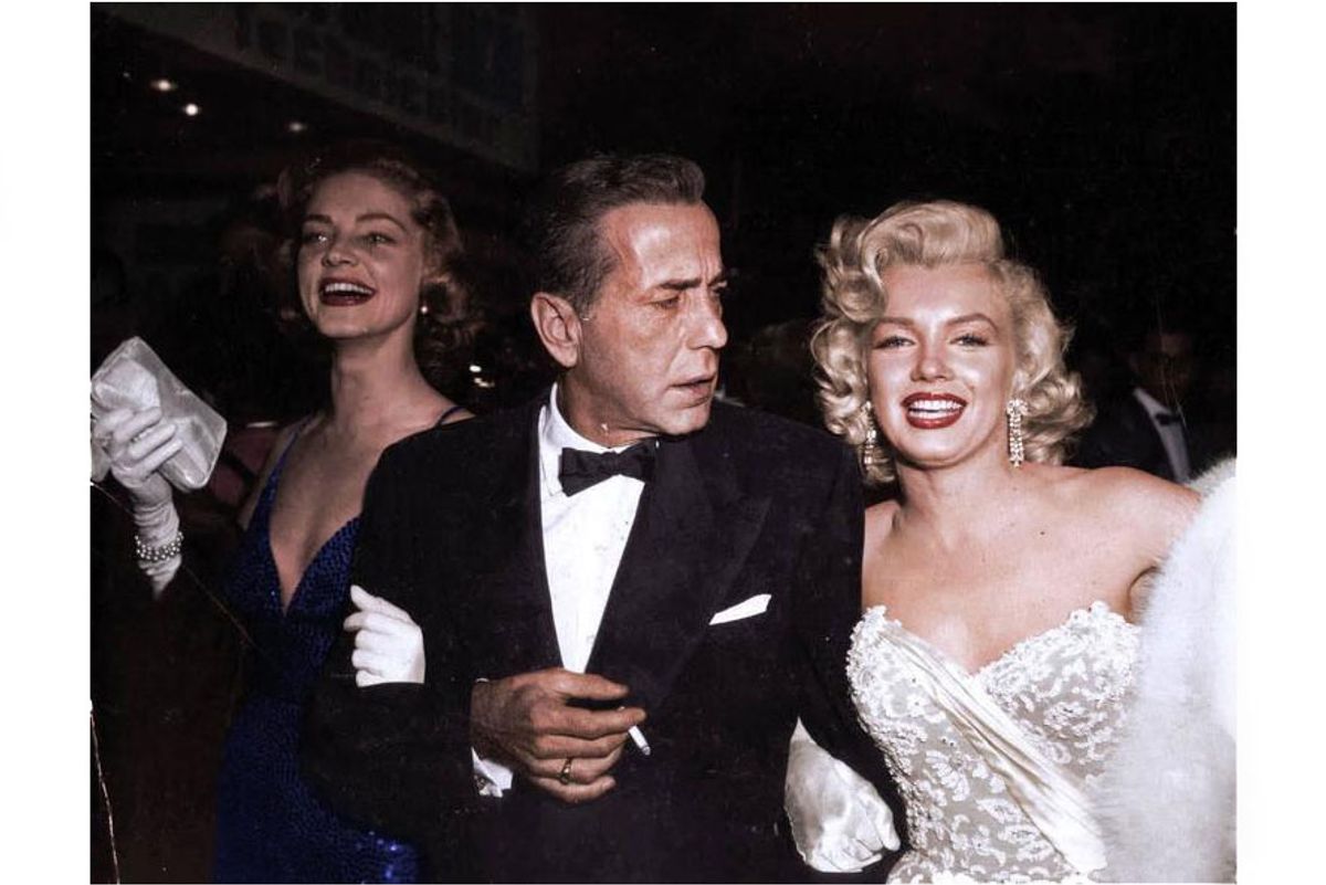 Marilyn Monroe, Humphrey Bogart and Lauren Bacall, Colorized