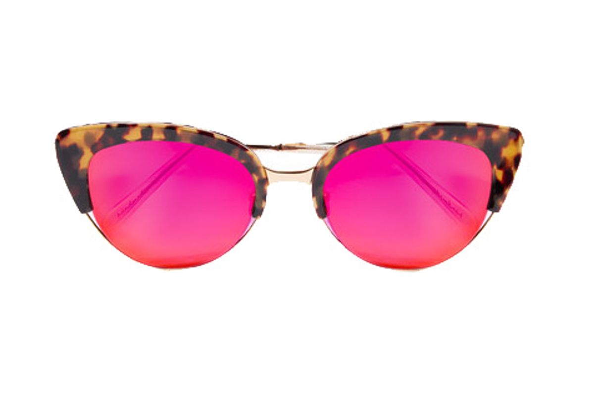 Josephine Cat-Eye Acetate and Gold-Tone Mirrored Sunglasses