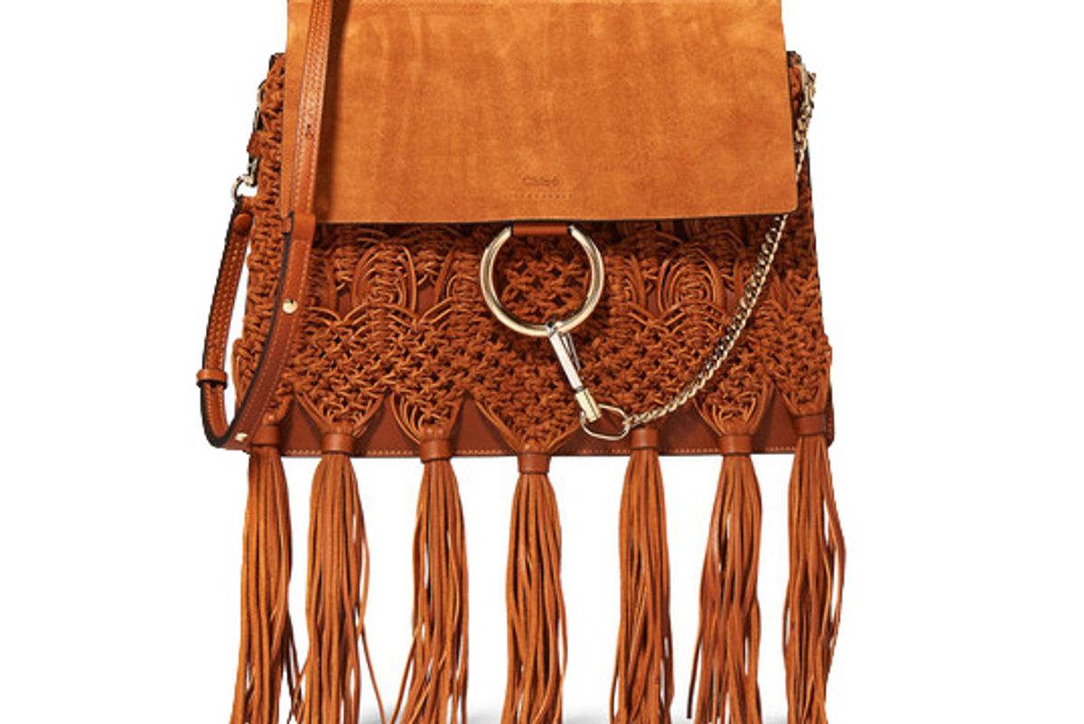 Faye Medium Braided Leather and Suede Shoulder Bag