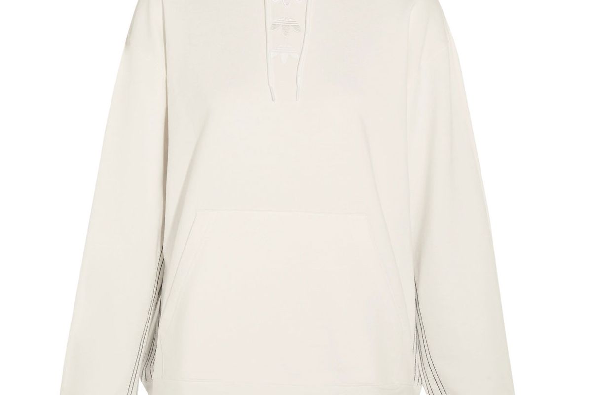 By Alexander Wang Logo Appliquéd Embroidered Cotton-Jersey Hooded Top