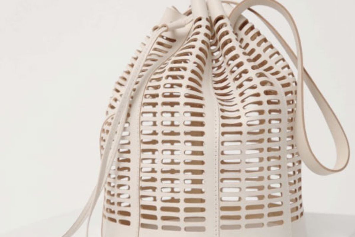 Leather Oval Die Cut Bucket Bag