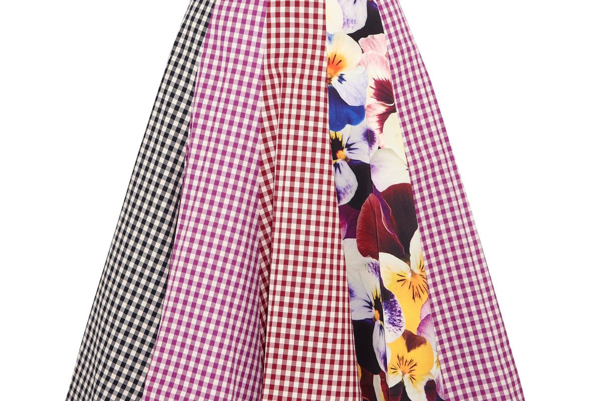 Gingham Cotton-Twill Midi Skirt
