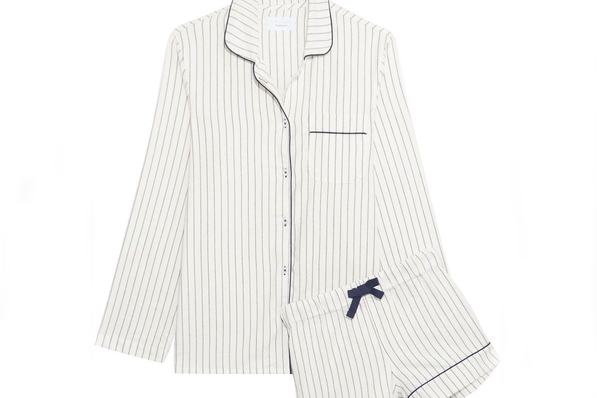 Phoebe Striped Cotton-Flannel Pajama Set