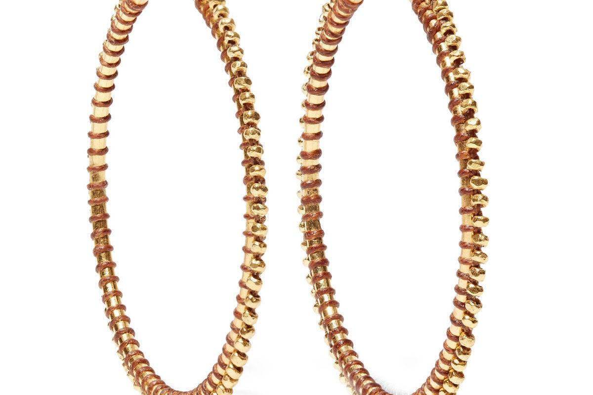 Gold-tone enameled hoop earrings