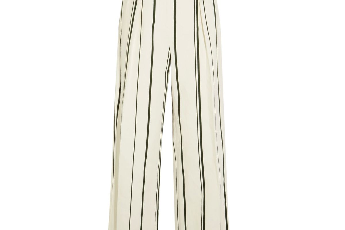 Striped Cotton and Linen-Blend Wide-Leg Pants