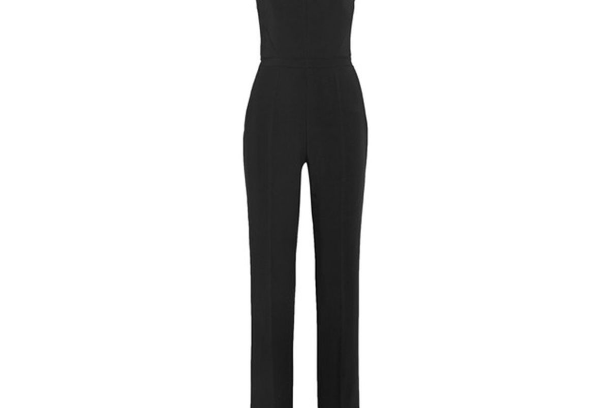 Chain-Embellished Stretch-Cady Jumpsuit