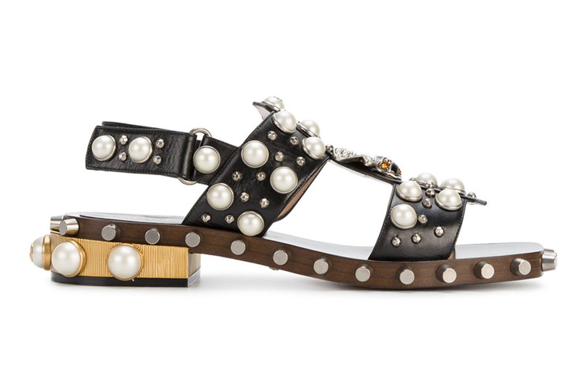 Pearl and Crystal Studded Sandals