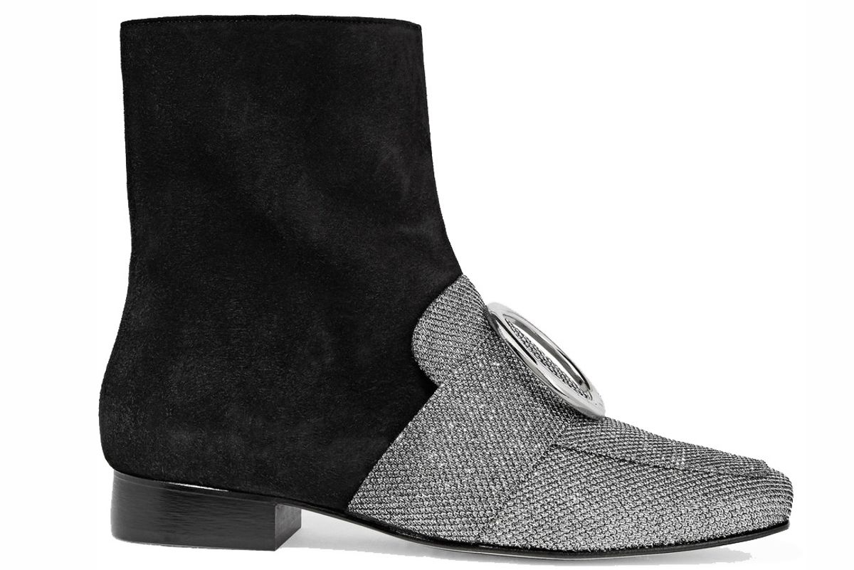 Biturbo Suede and Textured-Lamé Ankle Boots