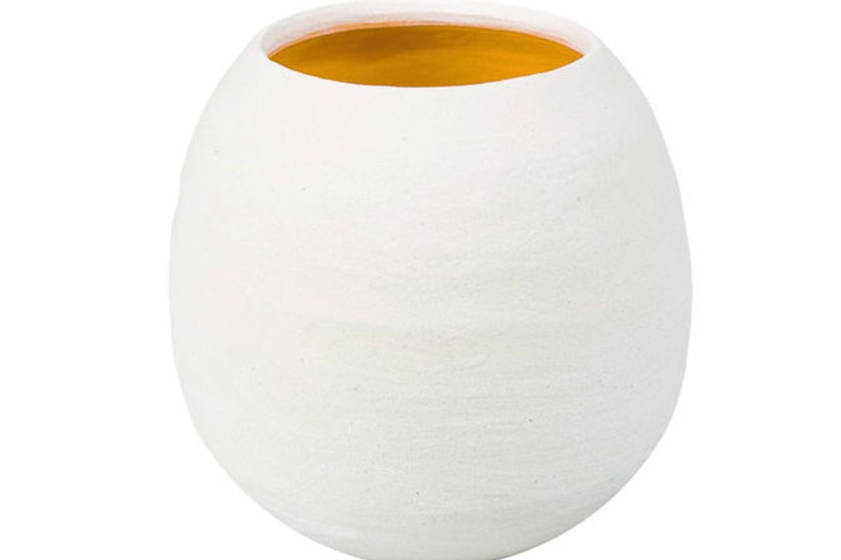 Dino White Matte Vase with Yellow Interior