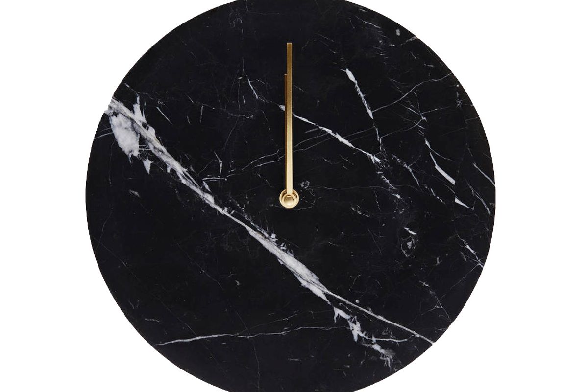 Black Marble Wall Clock with Brass Hands
