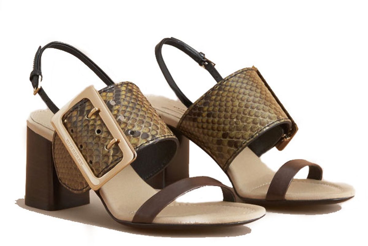 Python and Leather Sandals with Buckle Detail